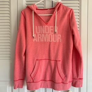 pink under armour v neck hoodie